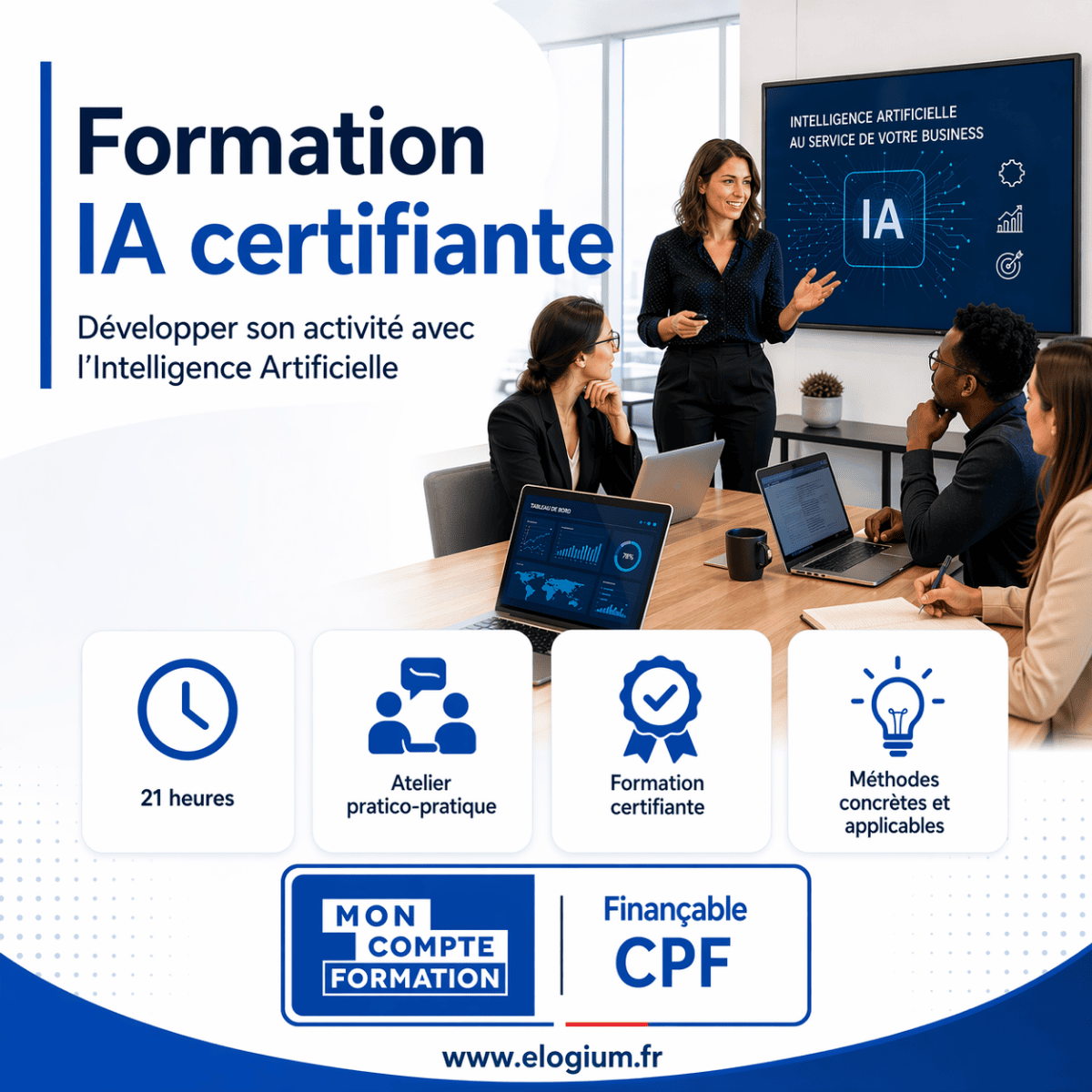 Formation IA certifiante : Développer son activité avec l’Intelligence Artificielle