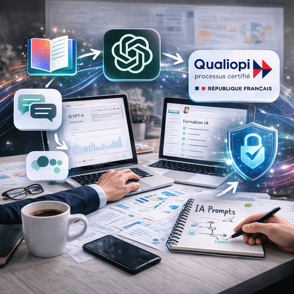 On utilise l'IA au quotidien.<br />
On forme avec ce qu'on pratique.