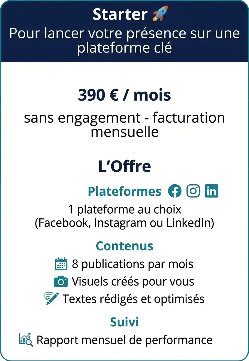 Starter Pour lancer votre présence sur une plateforme clé 390€ _mois